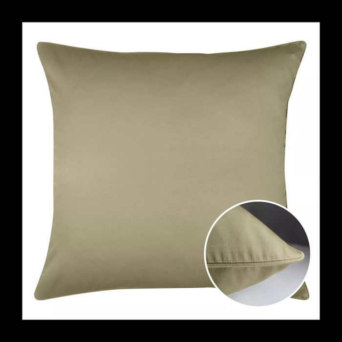 Taie d'oreiller satin de coton uni brun marron Ava uni mordore