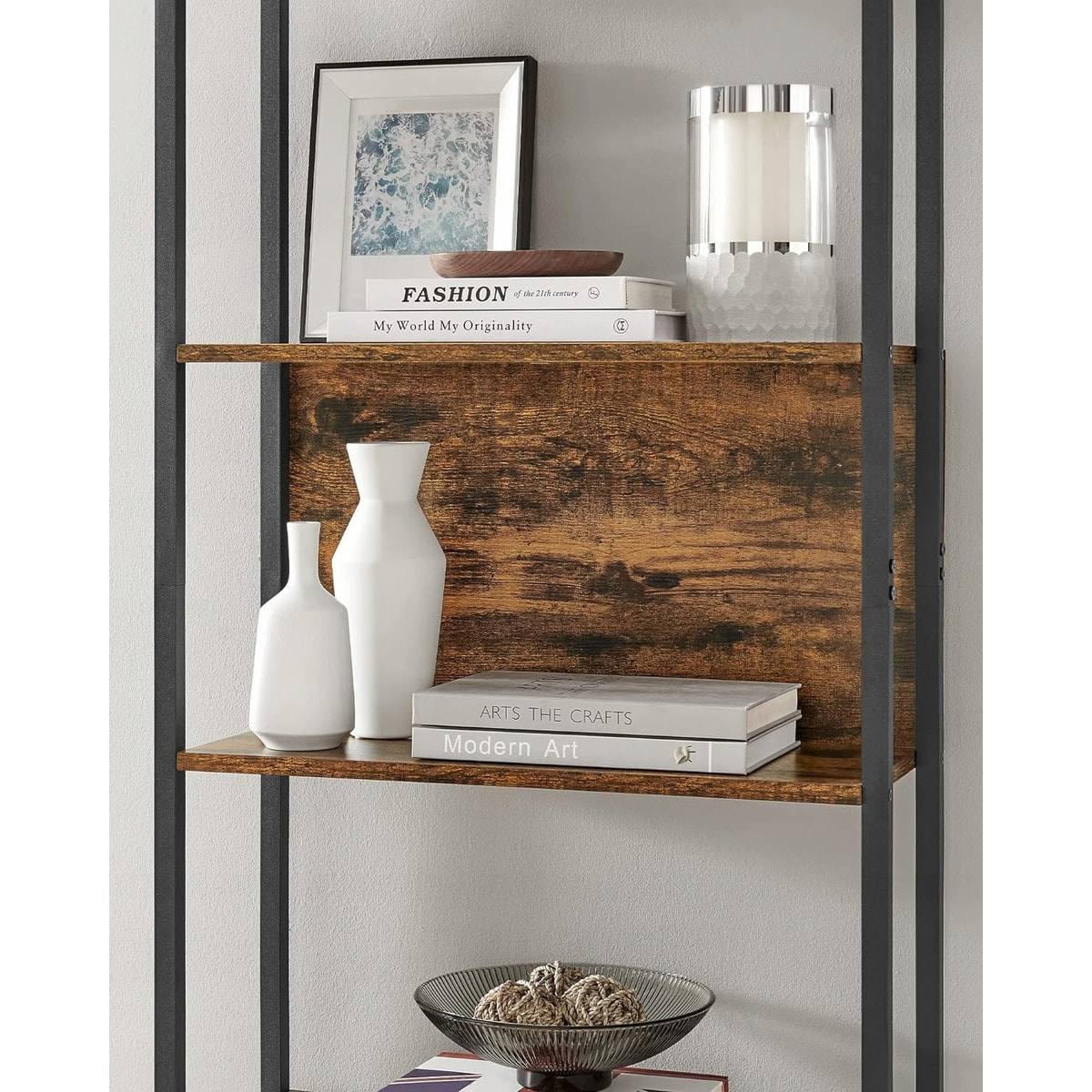 Libreria Industrial Loft a 6 Ripiani in Legno e Acciaio