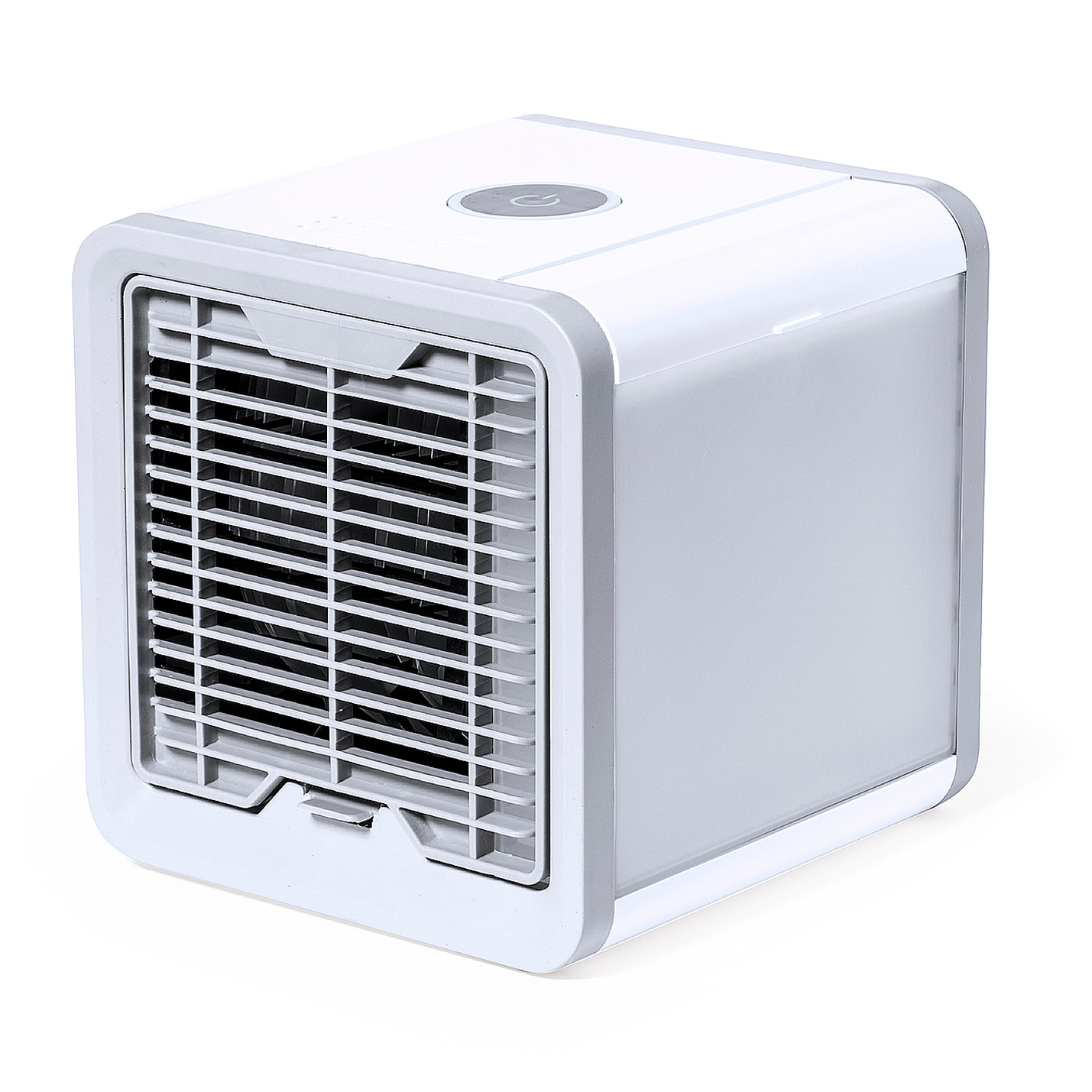 Mini aire acondicionado portátil con depósito de 700 ml, 3 velocidades y conexión USB. Con opción de añadir hielo y agua para un mayor efecto de enfriamiento.