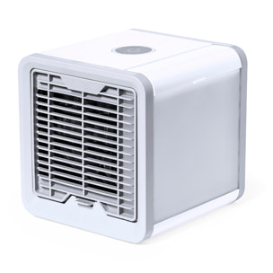 Mini aire acondicionado portátil con depósito de 700 ml, 3 velocidades y conexión USB. Con opción de añadir hielo y agua para un mayor efecto de enfriamiento.