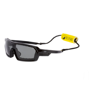 Gafas de deportes acuáticos OCEAN CHAMELEON - Negro brillante / Ahumada con plaquetas puntas y espuma negras con correa negra