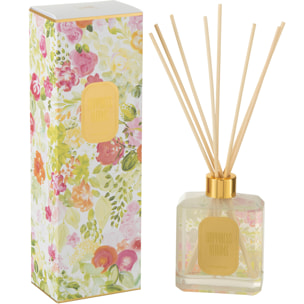J-Line Bâtonnets parfumés - Happiness Blooms - Mimosa & Rose - verre - blanc