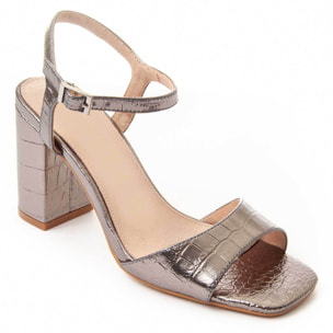 Sandalias de Tacón - Plateado - Altura: 8 cm