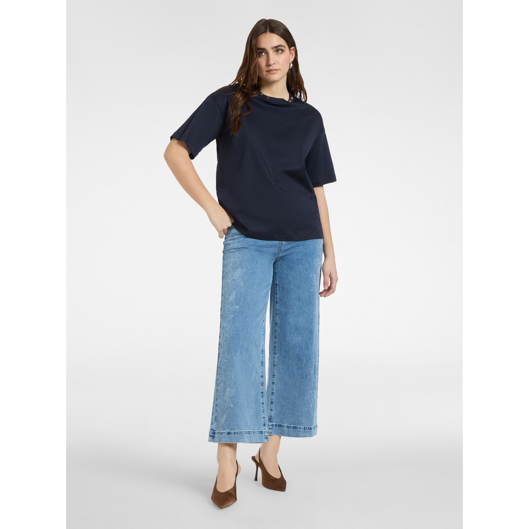 Elena Mirò - T-shirt con applicazioni Monogram - Blu