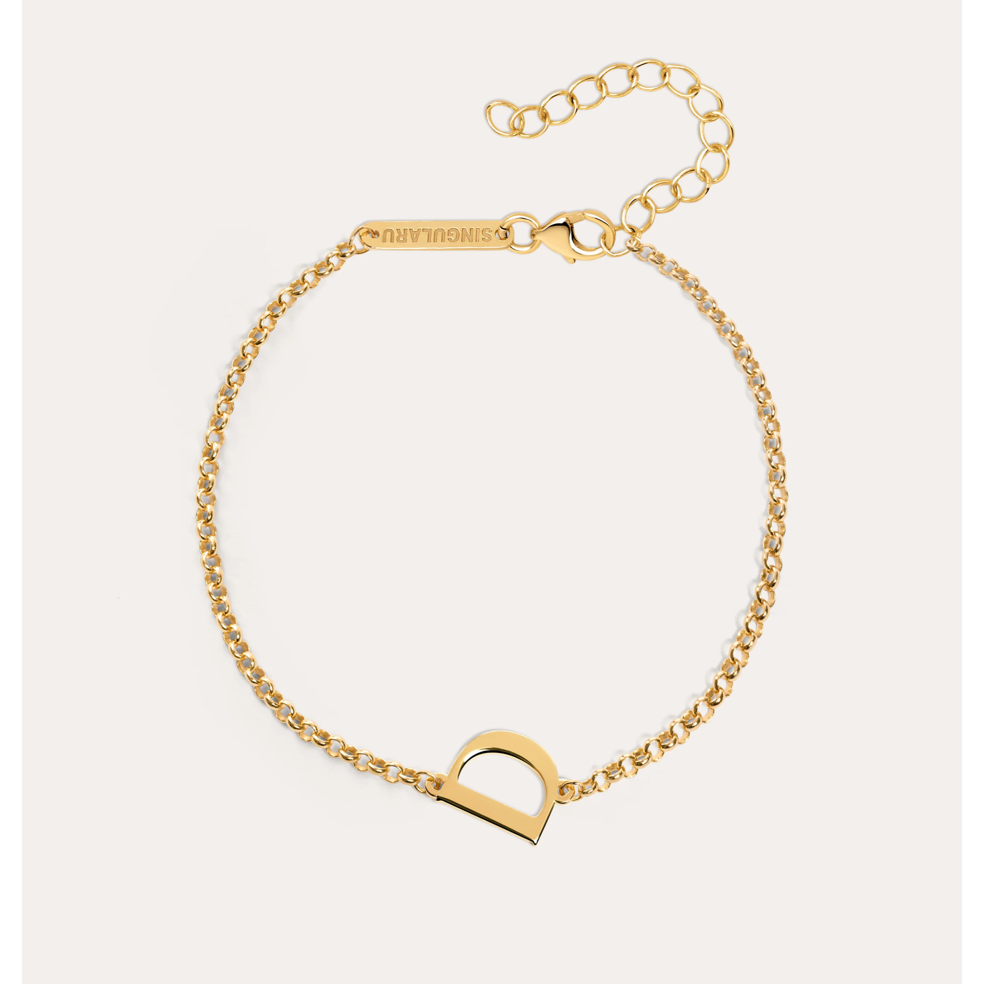 Pulsera Single Letter Plata Baño Oro