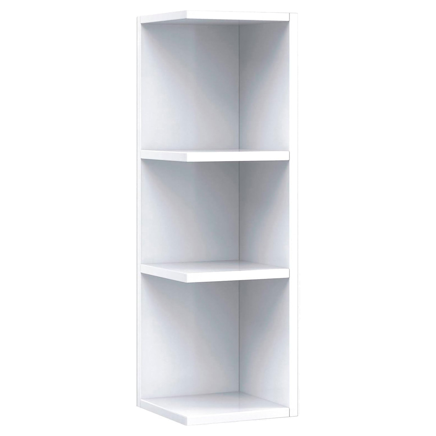 Modulo Angolare Bagno Sospeso Con 3 Ripiani Mobile Salvaspazio Mobiletto Da Parete Per Organizzare Accessori 65 x 20 x 19.5 Cm Bianco Lucido