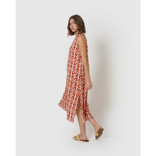 Vestido midi bambula detalles plisados catania teja