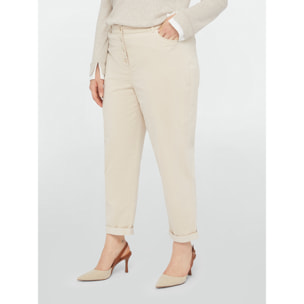 Fiorella Rubino - Pantalones barrel de terciopelo milrayas - Beige