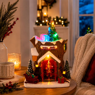 Cabaña de papá noel con luces led, movimiento y música, usb o pilas 18,5x17x25,5 cm
