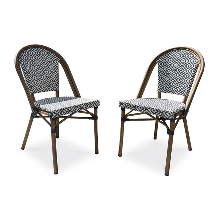 BISTRO - Lot de 2 fauteuils de jardin empilables en aluminium - bleu