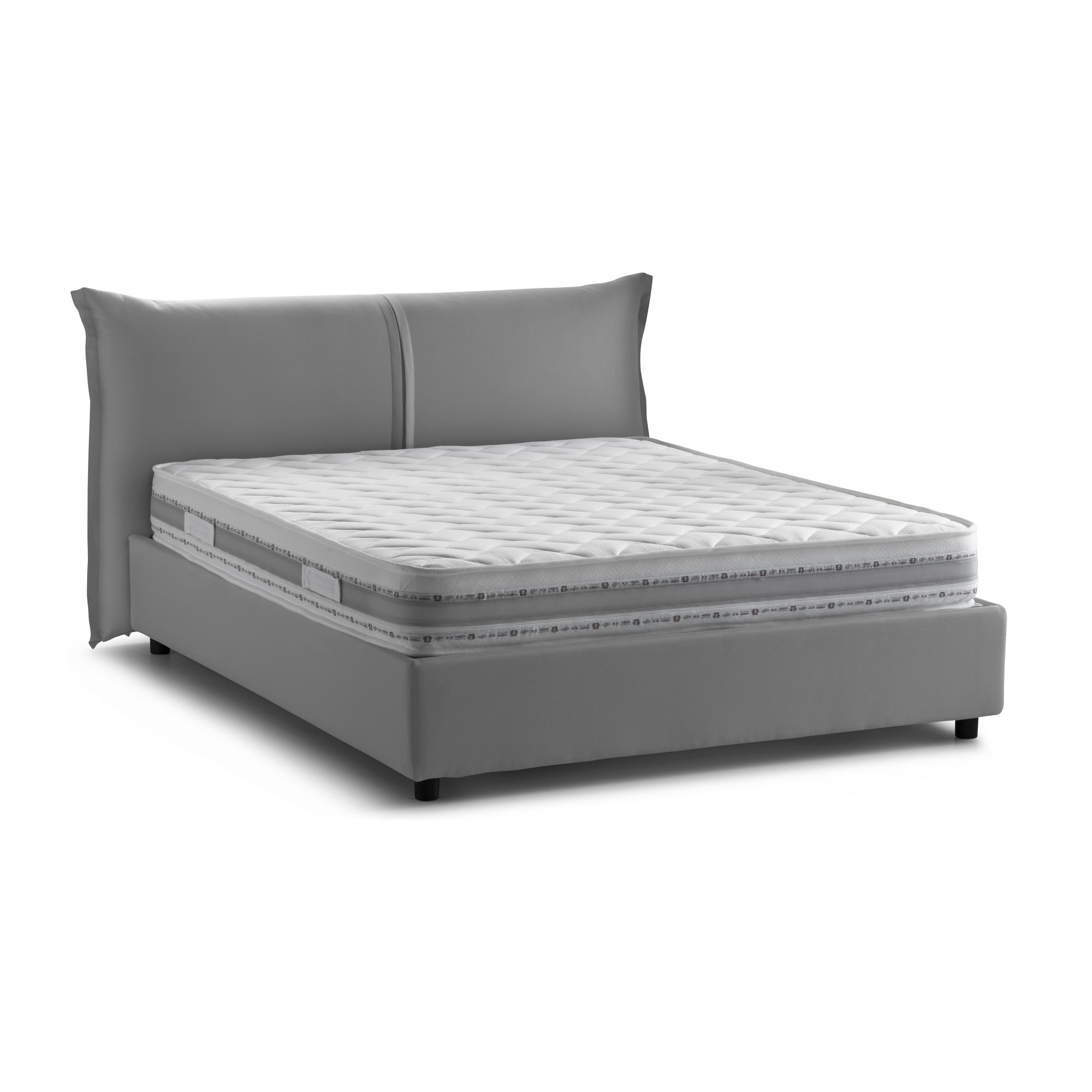 Letto matrimoniale Clelia, 100% Made in Italy, Apertura frontale, con materasso 160x190 Cm incluso, Grigio