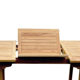 ADAGNA Salon de jardin Teck 10 places Table rectangulaire 6 chaises 2 fauteuils