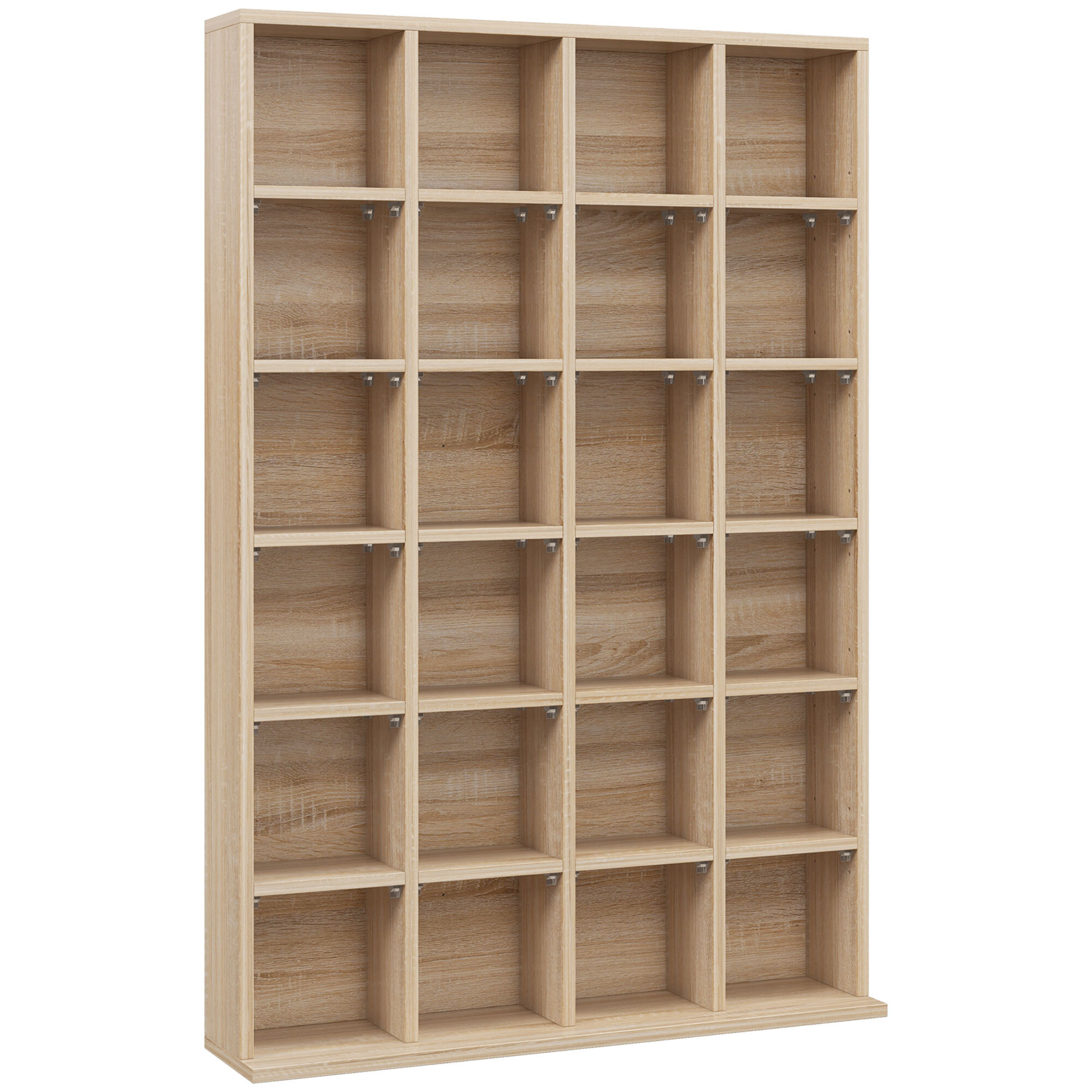Étagère rangement CD/DVD meuble de rangement pour 480 CDs 24 compartiments réglables en hauteur 89 x 20 x 130 cm naturel