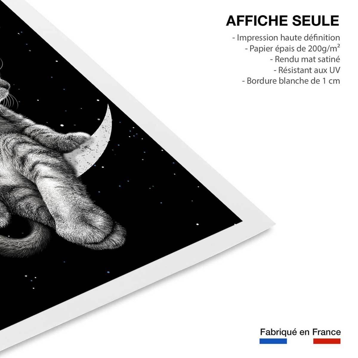 Affiche enfant chat rêveur  Affiche seule