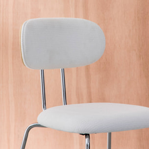 Chaise décor bois courbé teinté chêne et tissu déperlant pieds métal chromé (lot de 2) ERIN