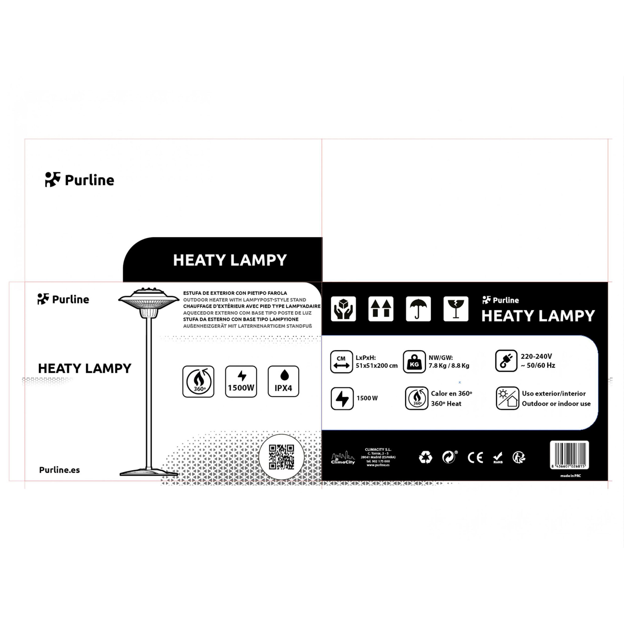 Estufa de exterior con pie tipo farola HEATY LAMPY PURLINE