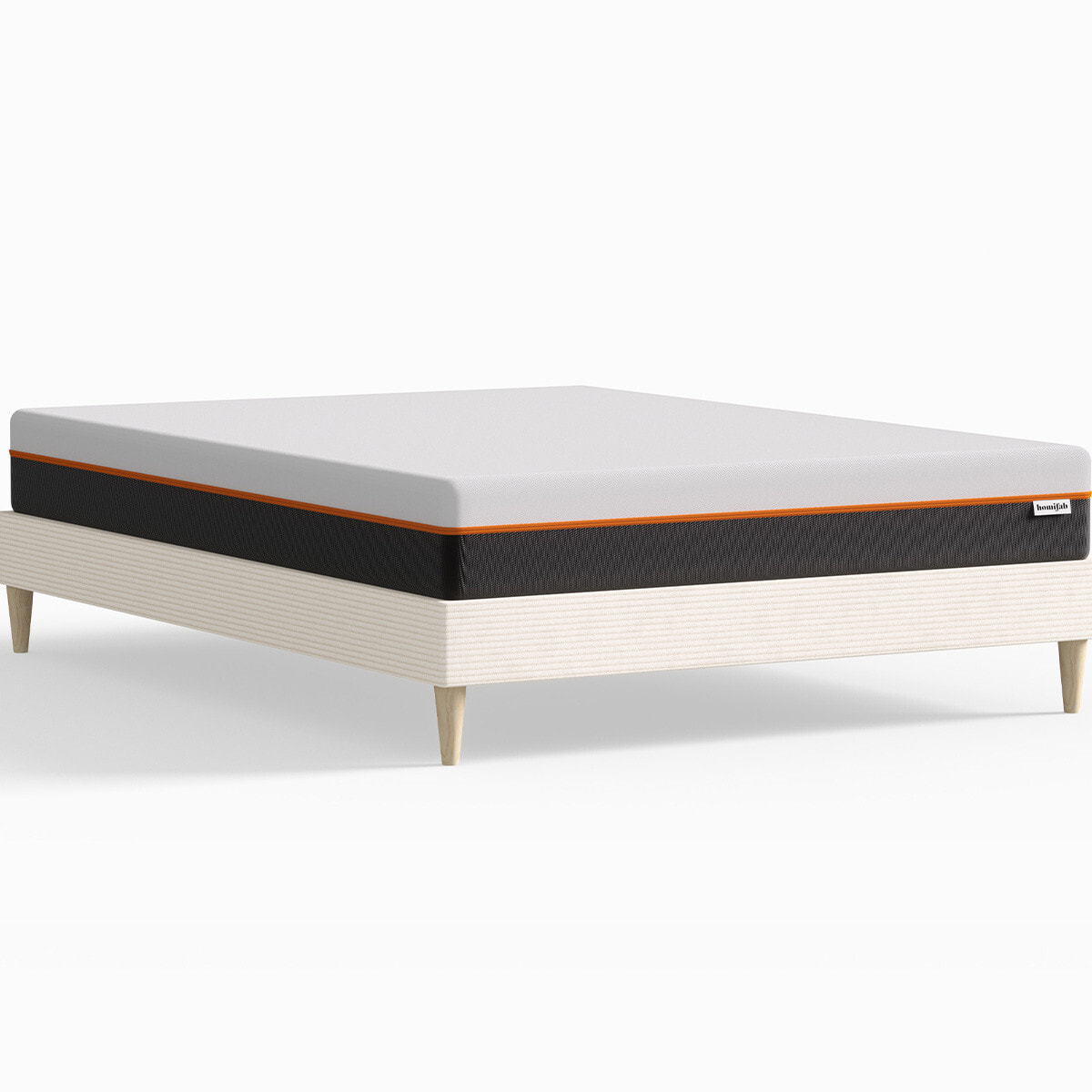 Lit en velours côtelé + Matelas mousse gel mémoire de forme - DINA & DUAL CONFORT