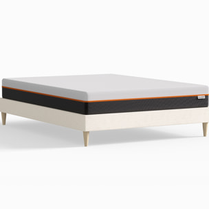 Lit en velours côtelé + Matelas mousse gel mémoire de forme - DINA & DUAL CONFORT