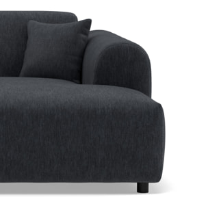 Aumance - canapé droit 4 places avec double méridienne assise profonde en velours texturé - Gris foncé