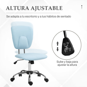 Silla de Oficina sin Reposabrazos Silla de Escritorio Juveniles con Altura Ajustable y Función de Inclinación Carga 120 kg 50x54x87,5-96,5 cm Azul Claro