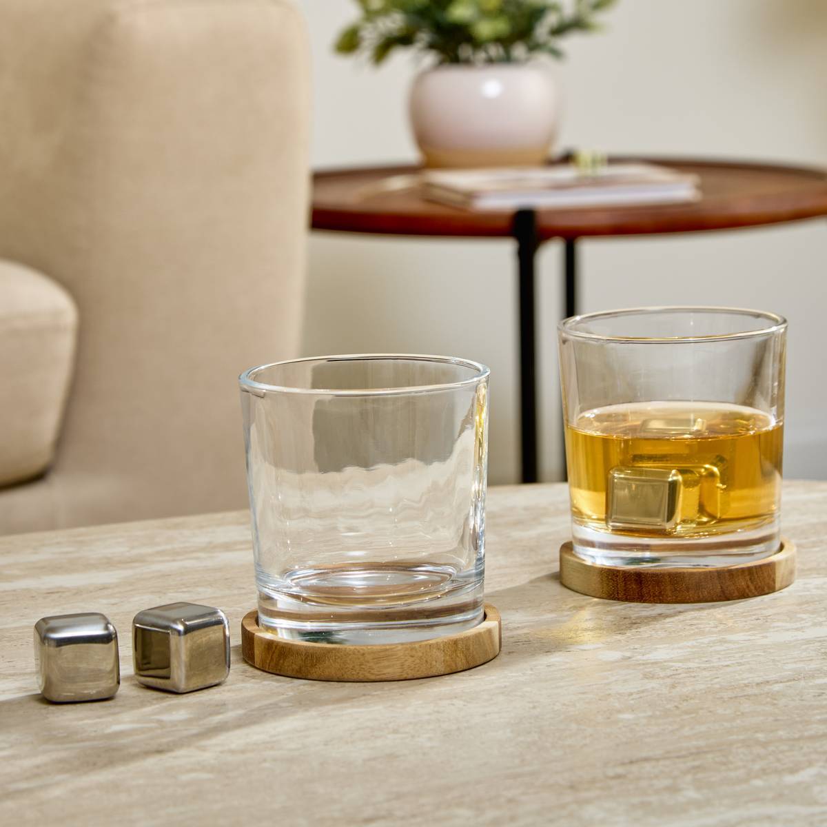 Coffret whisky + pierres Jules 9x9cm 270ml transparent