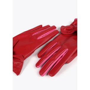 Guanti Effetto Pelle con Fiocco