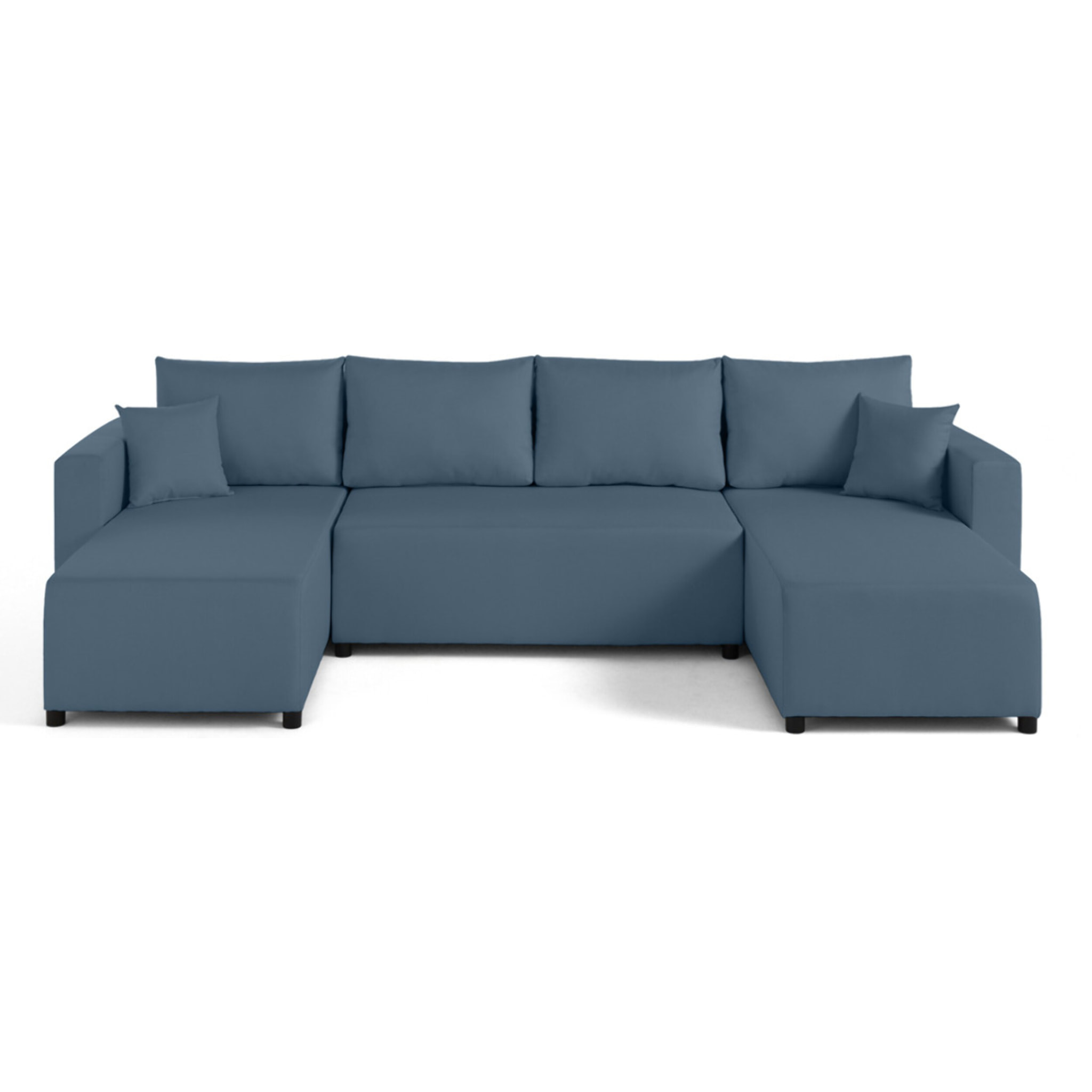 Regala - canapé panoramique - 7 places - convertible avec coffre - en tissu - Bleu Ardoise