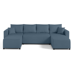 Regala - canapé panoramique - 7 places - convertible avec coffre - en tissu - Bleu Ardoise