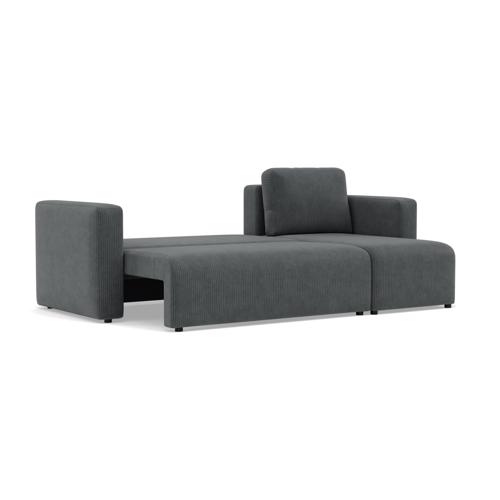 Canopy - canapé d'angle réversible 4 places convertible avec coffre en velours côtelé - Gris foncé
