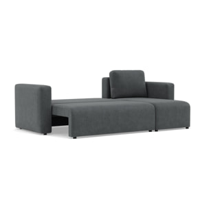 Canopy - canapé d'angle réversible 4 places convertible avec coffre en velours côtelé - Gris foncé