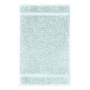 Serviette invites pur coton 550 g/m² uni bleu Elea glacier