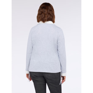 Fiorella Rubino - Camicia bimaterica con colletto a contrasto - Grigio