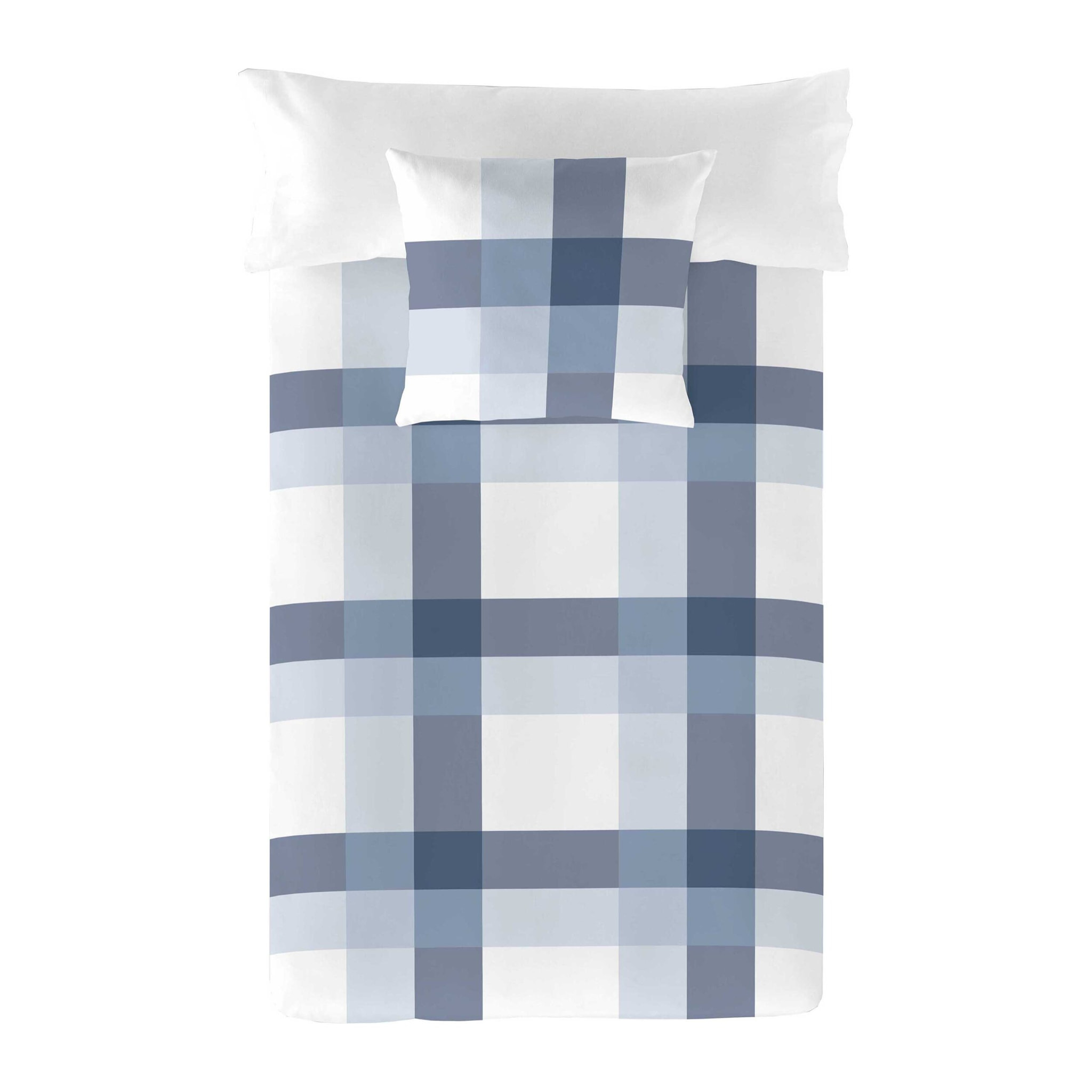 Funda Nórdica Estampada - Cierre Solapa - 100% Algodón - Incluye 1/2 Fundas de Almohada - Escocés Azul