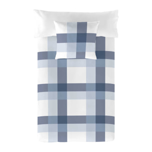 Funda Nórdica Estampada - Cierre Solapa - 100% Algodón - Incluye 1/2 Fundas de Almohada - Escocés Azul