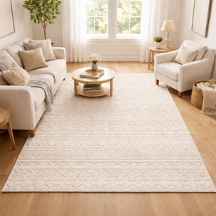Tapis salon et chambre tissé en laine motif scandinave NECU