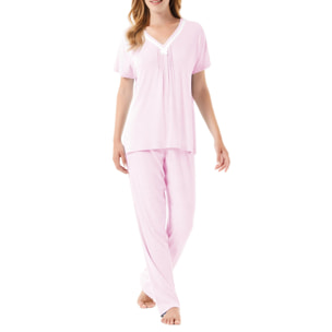 Pijama largo rosa