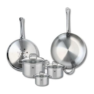 Ensemble de 2 Poêles de cuisson 28 et 32 cm et 3 faitouts 12, 14 et 20 cm Elo Profi Citrin
