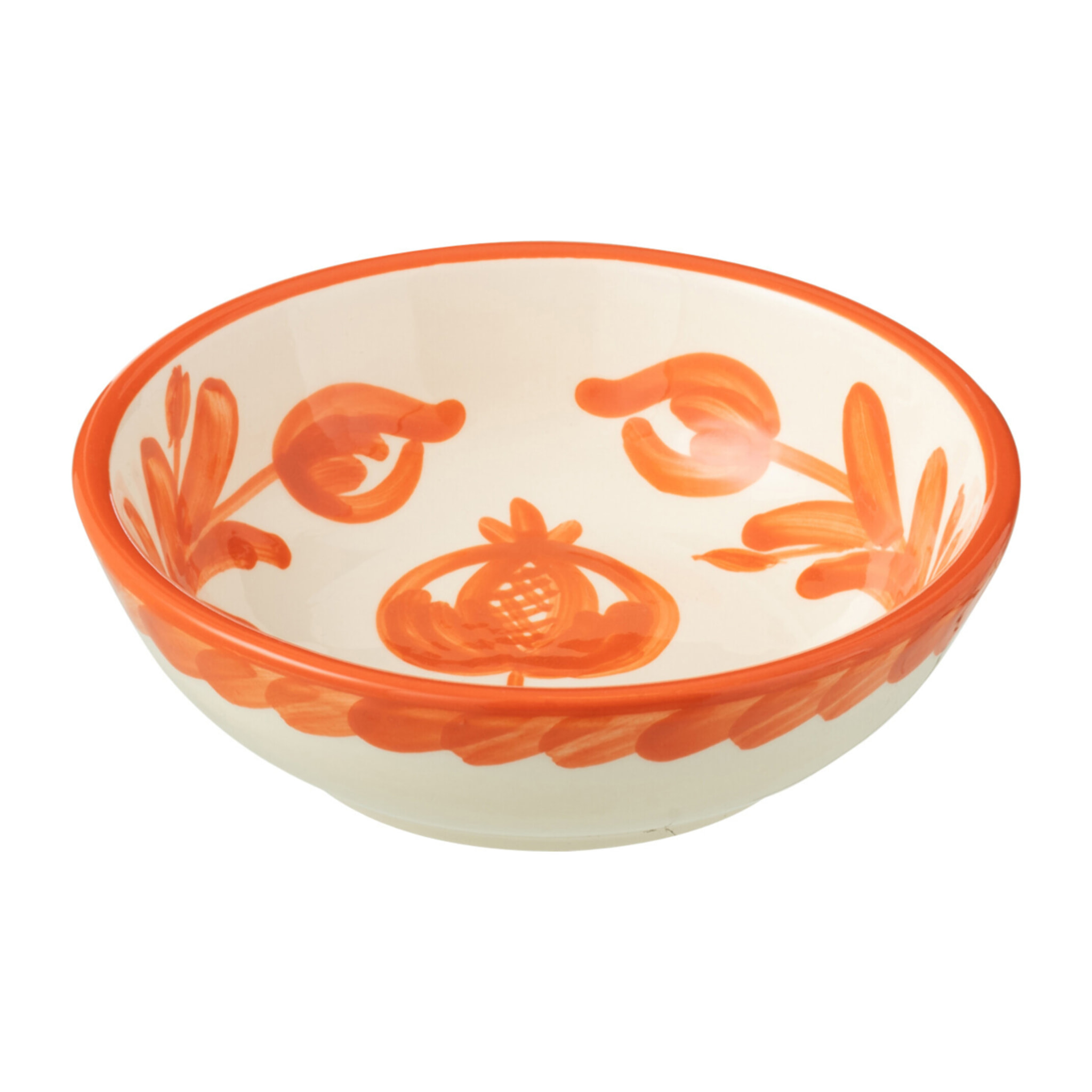 J-Line bol Granada Low - céramique - blanc/orange - small - Ø 14 cm