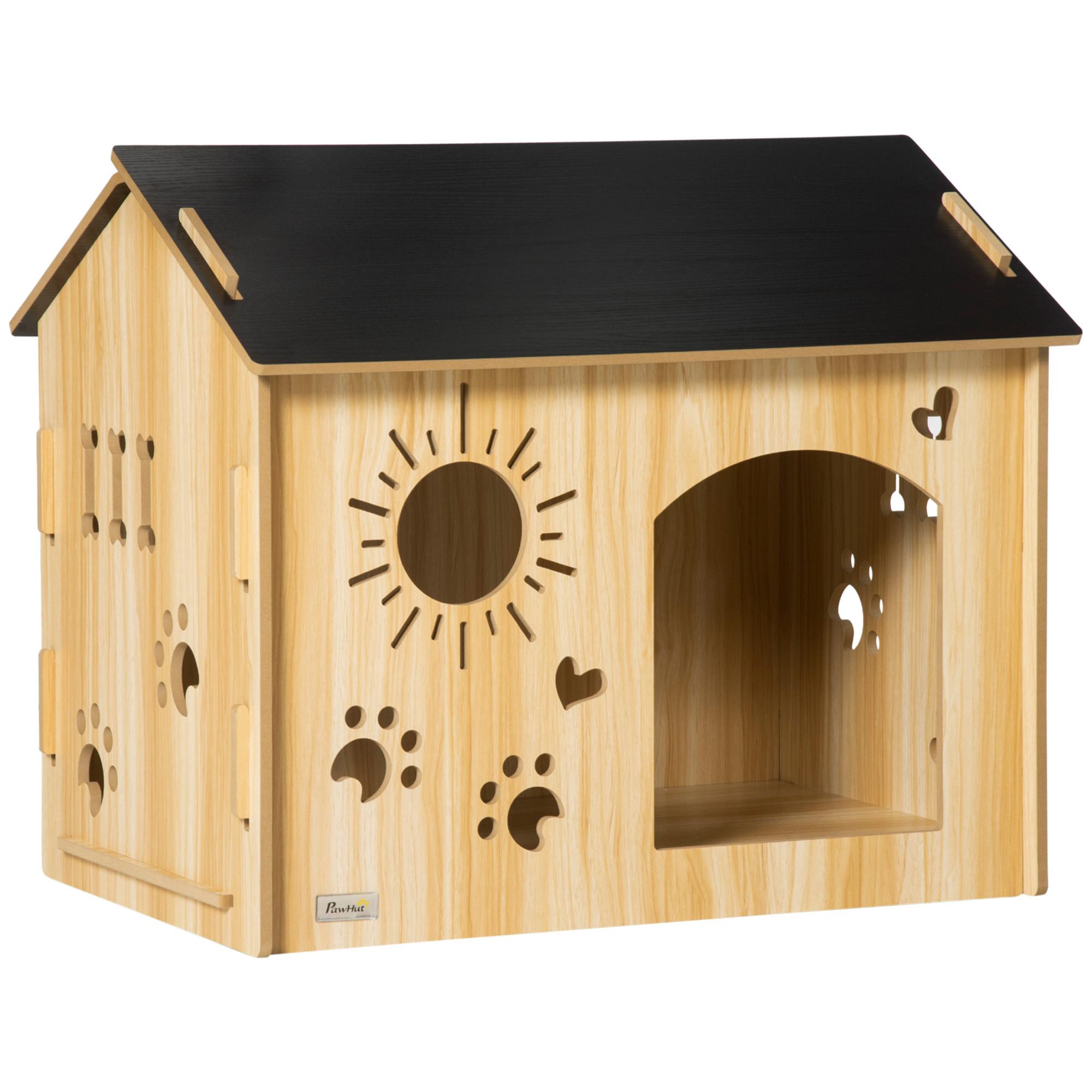 Caseta de Madera para Perros con Puerta Delantera Forma de Sol Pata 69x50x58,5cm