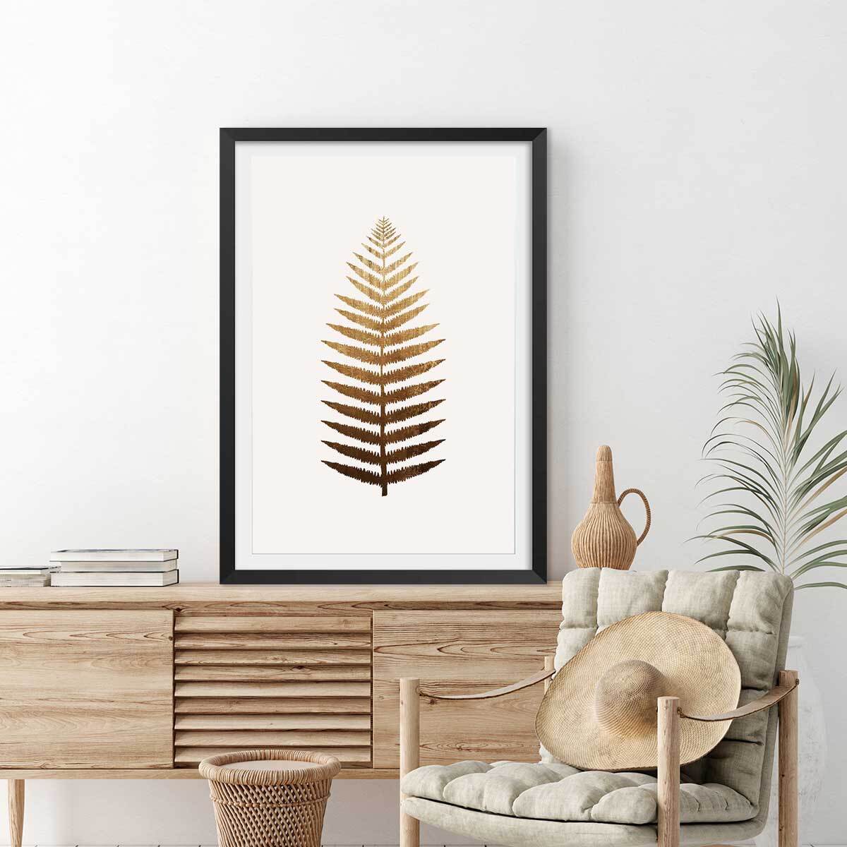 Affiche fleurs Fougere d'or Affiche sous cadre noir