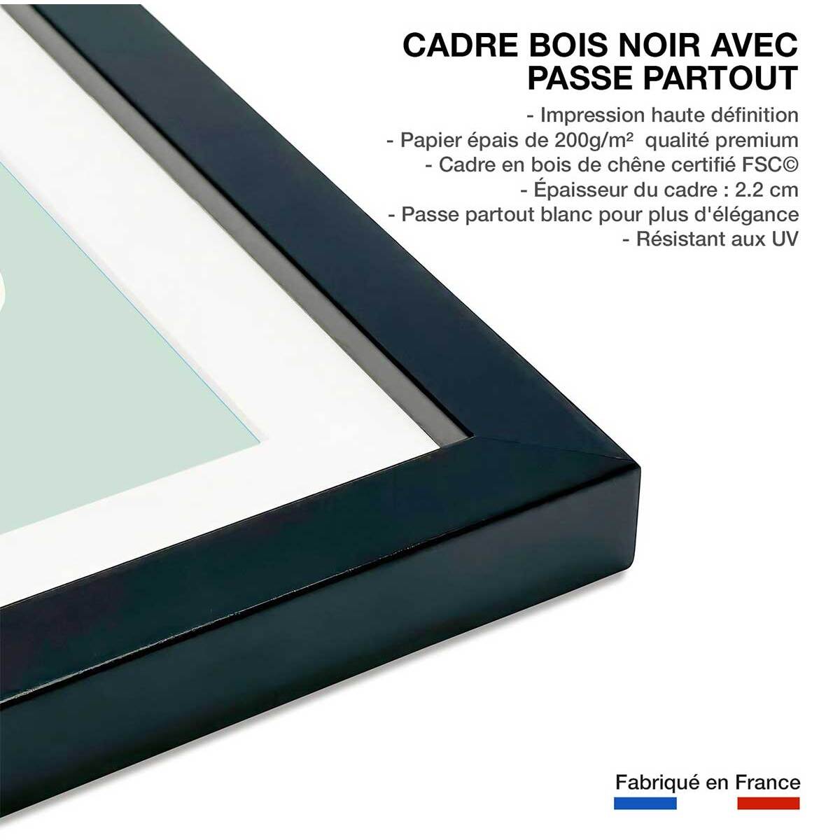 Affiche enfant calin polaire  Affiche sous cadre noir
