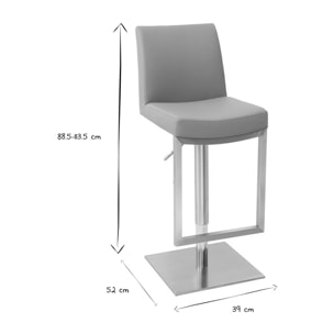 Tabouret de bar relevable gris et acier chromé KYLE