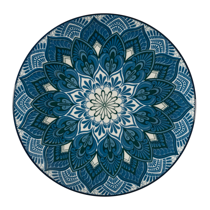 Service Vaisselle 12pcs Mandala Bleu