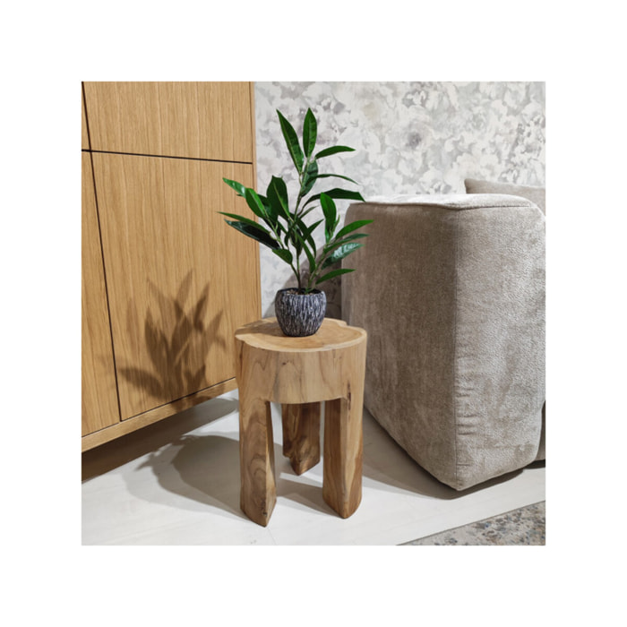 Table d'appoint ronde en racine de bois de teck massif - SUZANA