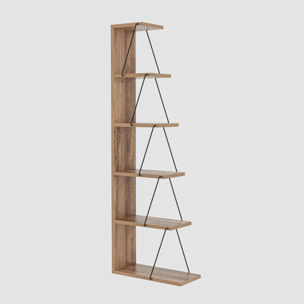 Libreria Dpallanc, Scaffale da ufficio, Mobile portalibri, Biblioteca, 50x22h150 cm, Quercia e Nero