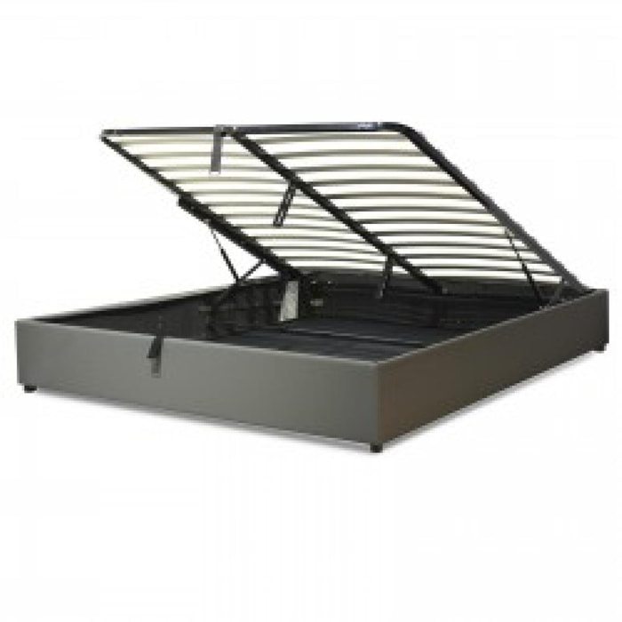 Lit coffre Box gris | Modele Cancun Simili Cuir | Grande capacite de stockage