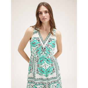 Motivi - Vestido midi con estampado fular - Verde