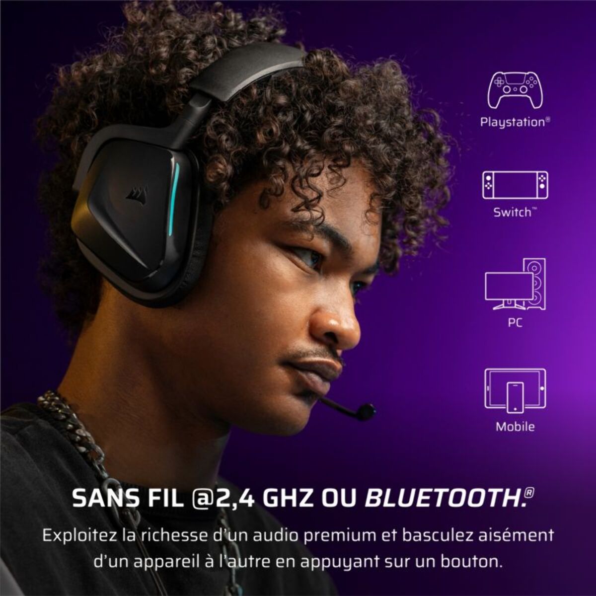 Casque gamer CORSAIR VOID SANS FIL v2 Carbon