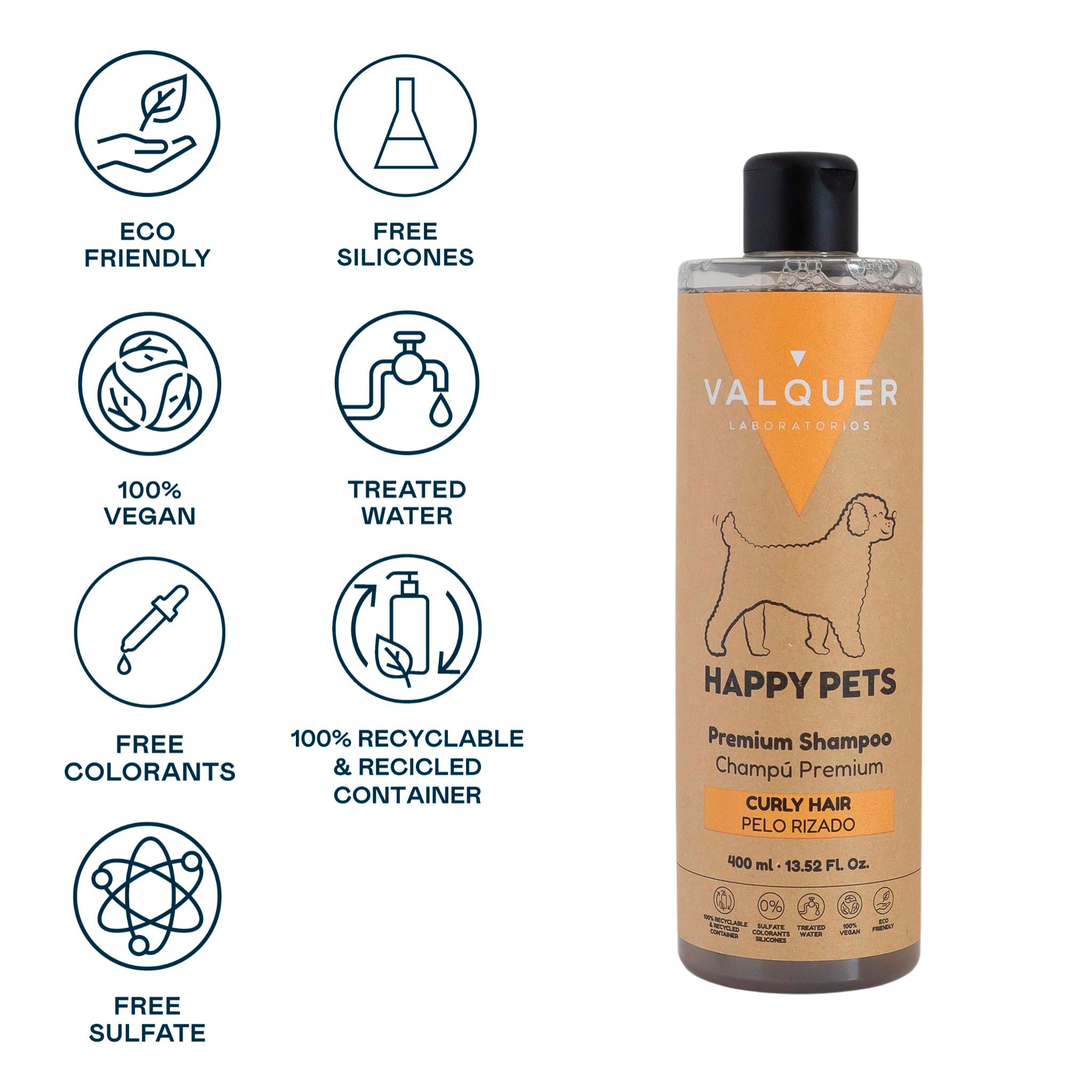 Valquer Champú Premium para Mascotas de Pelo Rizado - 400 ml