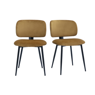 Chaises en tissu velours bronze et métal noir (lot de 2) ATRIUM